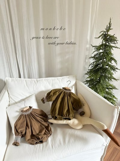 MONBEBE04｜(3m-24m) 冬季滾邊縮口包屁衣10