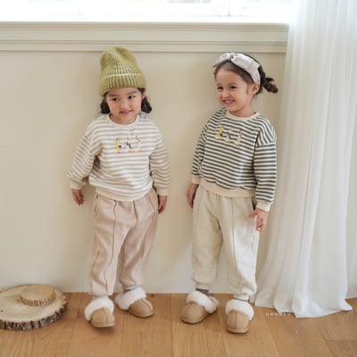 neneru21｜(70cm-125cm) 2色刺繡印花條紋套裝6