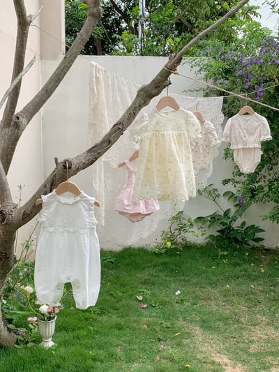 JE56｜(73-100cm) 刺繡花邊連身衣11