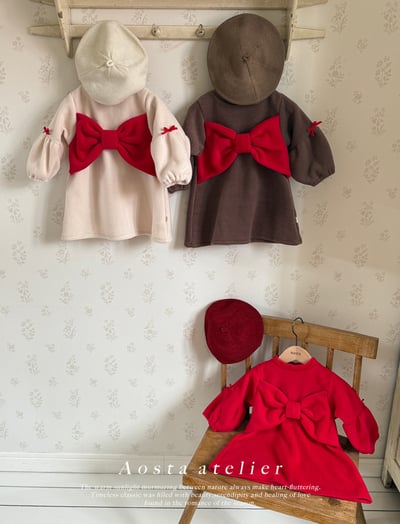 AOSTA26｜(6m-5y) 冬季磨毛蝴蝶結洋裝10