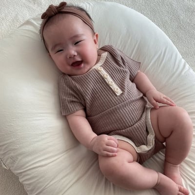 LIME&BLUE04｜(55-80cm)  素色鈕釦包屁衣21