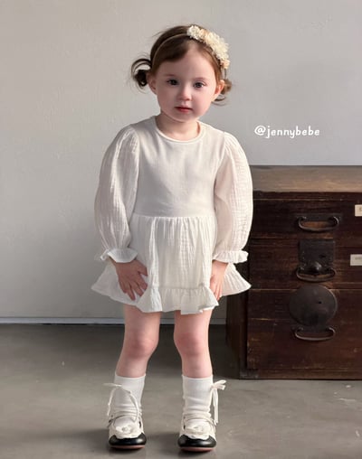 JE703｜(66-90cm) 棉紗荷葉洋裝包屁衣9