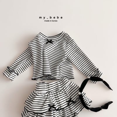 my_bebe02｜(-12m-7y) 條紋蝴蝶結捲邊上衣14