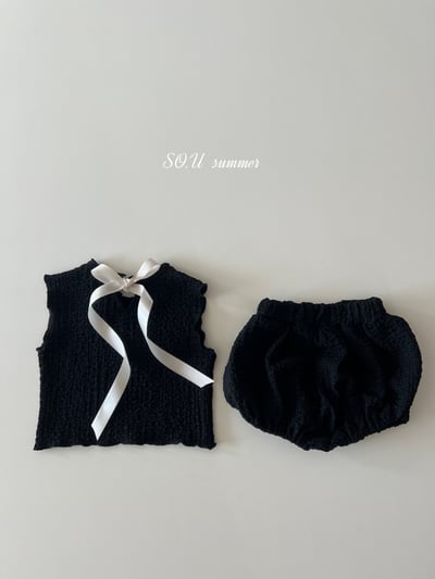 SO.U23｜(6m-18m) 抓皺緞帶套裝7