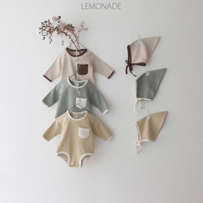 LEMONADE20｜(55cm-85cm) 3色撞色口袋包屁衣含帽子17