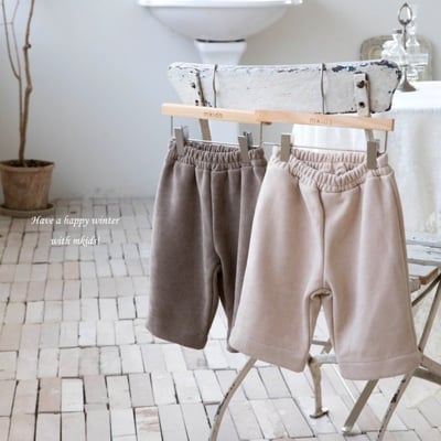 M-KIDS20｜(65-115cm) 2色燈心絨軟綿直筒長褲1