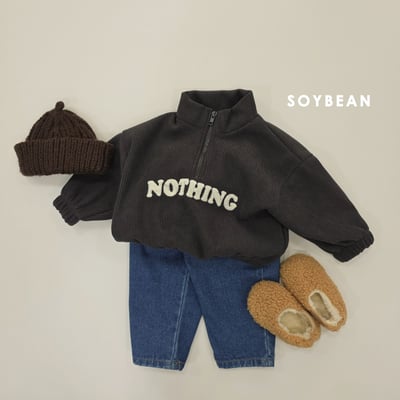 Soybean03｜(75cm-118cm) 英字拉鍊半開襟內刷毛上衣19