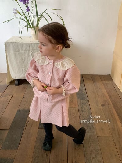 JE551｜(73-100cm) 蕾絲花邊領壓紋套裝22