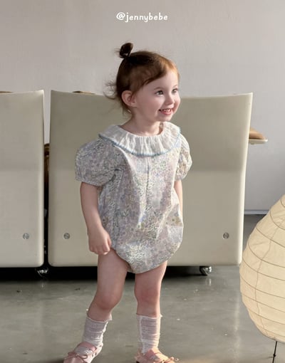 JE696｜(66-90cm) 藍色花卉包屁衣11