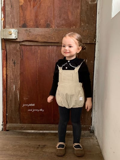 JE567｜(73-100cm) 滾邊翻領上衣/線條吊帶褲19