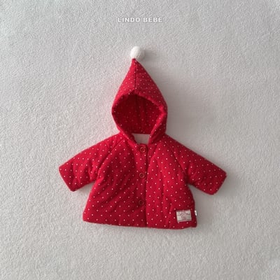 Lindo27｜(3m-18m) 精靈連帽波點夾層棉外套1