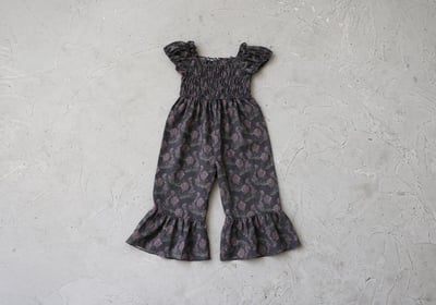 FLO82｜(75-140) 2色玫瑰花一字領連身衣23