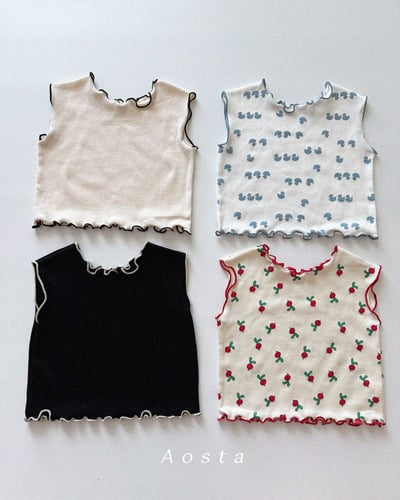AOSTA47｜(6m-5y) 4款羅紋木耳邊無袖上衣5