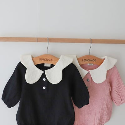 LEMONADE02｜(55cm-85cm) 2色花瓣領包屁衣含帽子20