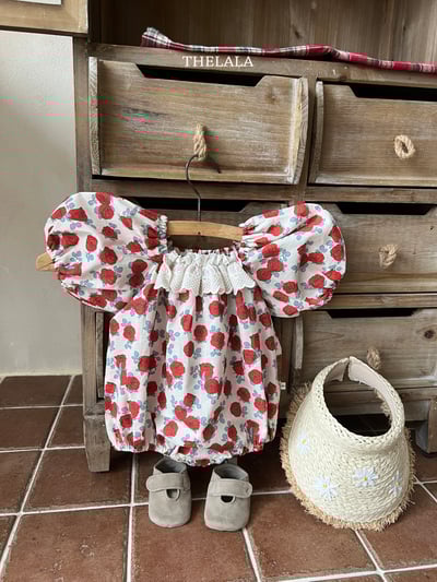 thelala54｜ (0m-18m) 玫瑰蕾絲方領包屁衣4