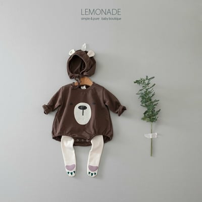 LEMONADE41｜(55cm-85cm) 2色小熊包屁衣含帽子17