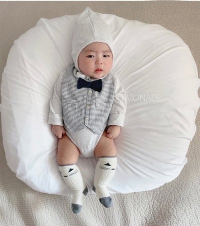 LEMONADE54｜(55cm-85cm) 2色紳士背心包屁衣含帽子4