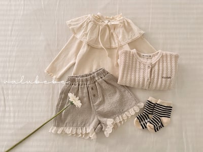 Valubebe70｜(65-90) 蕾絲細條紋短褲9