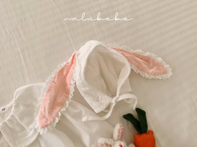 Valubebe59｜(65-90) 蕾絲花邊小兔帽子2