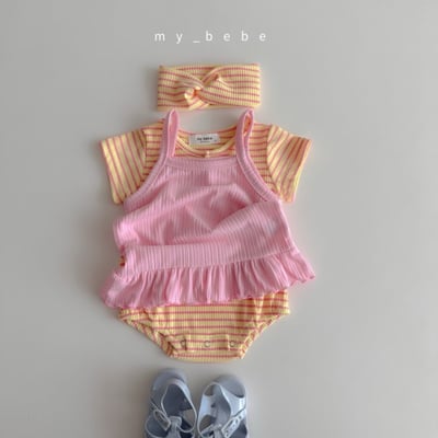 my_bebe17｜(58-72cm) 羅紋包屁衣含髮帶4