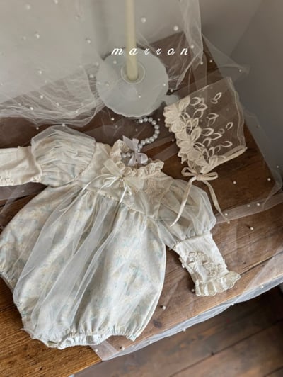 Marron29｜(3m-18m) 古典玫瑰薄紗包屁衣9