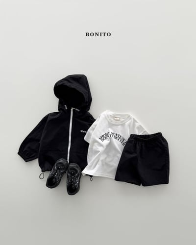 Bonito55｜(75cm-125cm) 3色刺繡字母防風帽套裝10