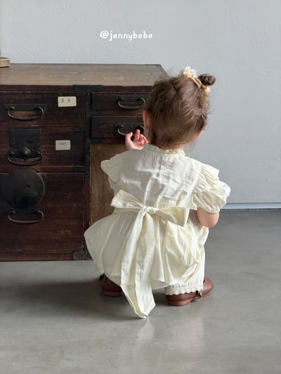 JE681｜(80-110cm)  泡泡袖花邊緞帶套裝7