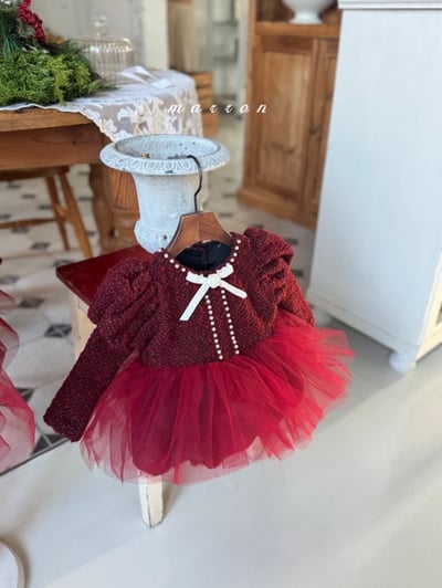 Marron 61｜(3m-18m) 宮廷袖珍珠小香薄紗包屁衣7