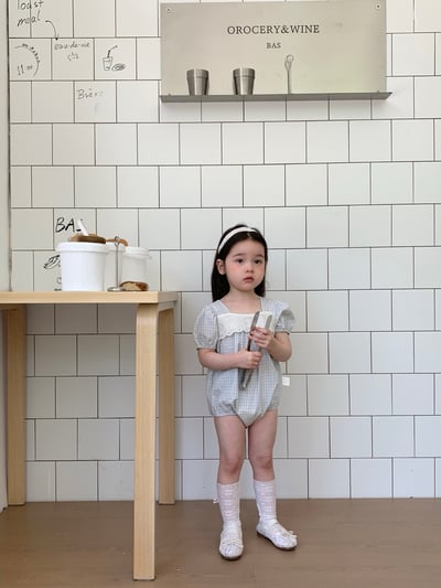 JE45｜(66-120cm) 水藍格紋包屁衣/洋裝9