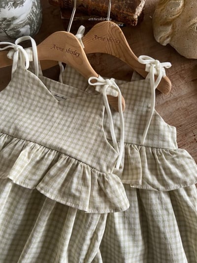 Anne Shirley02｜(3m-22m) 1色格紋綁帶荷葉包屁衣8
