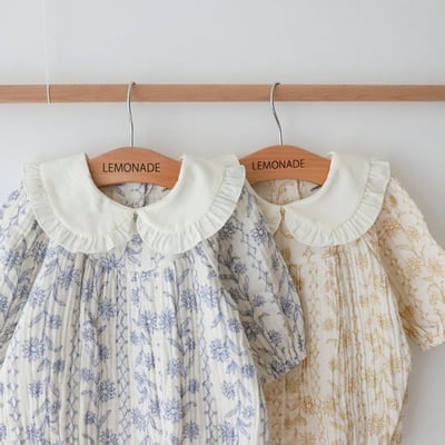 LEMONADE19｜(55cm-85cm) 2色翻領碎花包屁衣17