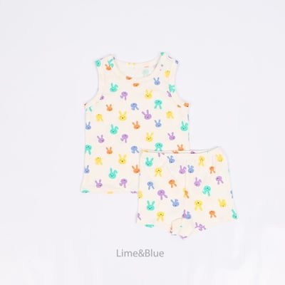 LIME&BLUE14｜(80-118cm)  彩色兔兔無袖服12