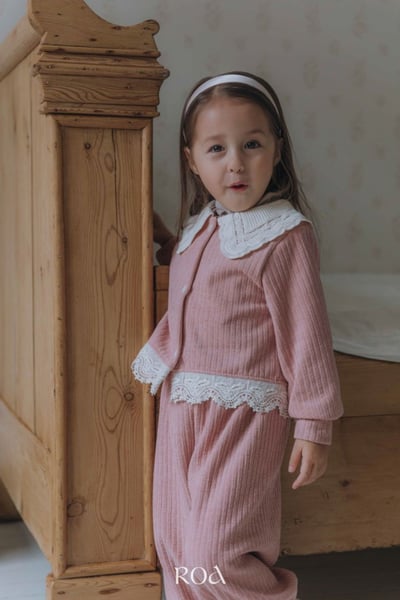 ROA12｜(80cm-120cm) 2色蕾絲束帶絨毛長褲8