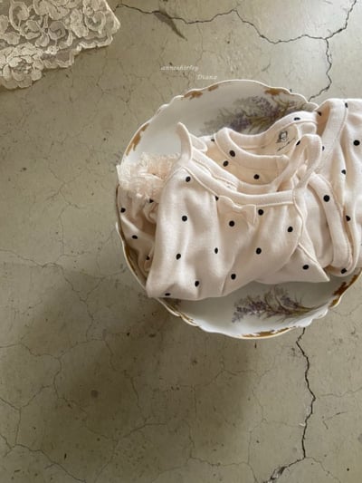 Anne Shirley23｜(3m-24m) 2色細肩碎花/波點蕾絲背心3