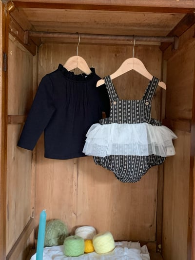 JE613｜(73cm-100cm) 小花薄紗吊帶包屁裙/花邊領上衣17