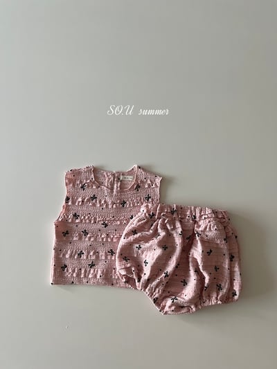 SO.U25｜(6m-18m) 蝴蝶結印花抓皺套裝11