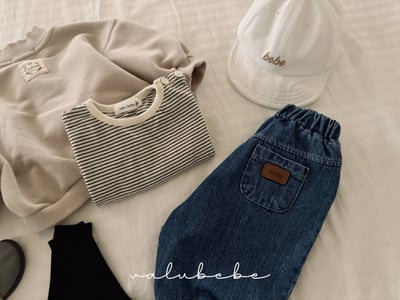 Valubebe03｜(65-90) 側開扣條紋上衣5