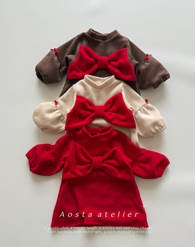 AOSTA26｜(6m-5y) 冬季磨毛蝴蝶結洋裝3