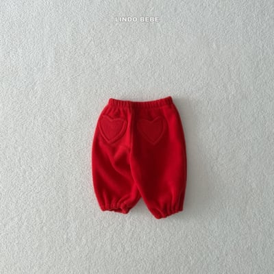Lindo13｜(3m-18m) 愛心口袋抓絨縮口褲4