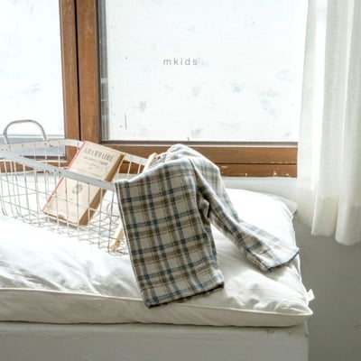 M-KIDS38｜(65-115cm) 2色磨毛格紋直筒褲9