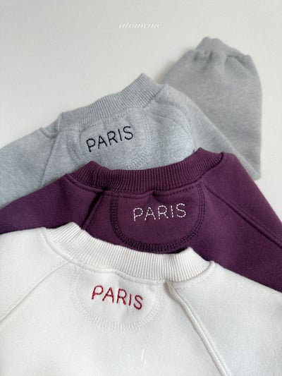 AT38｜(70-110) PARIS 刺繡落肩厚棉休閒上衣3