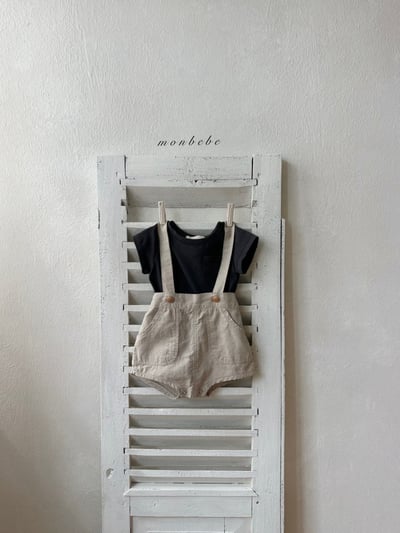 MONBEBE11｜(1y-8y) 亞麻背帶麵包短褲9