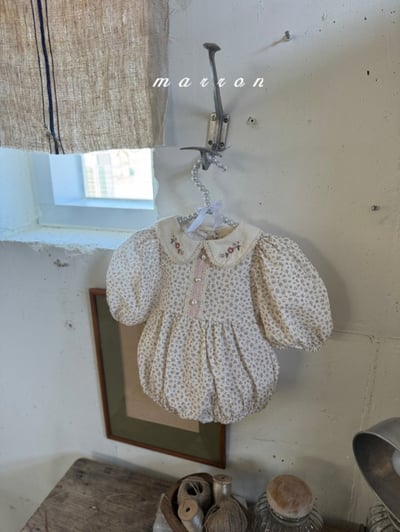 Marron29｜(3m-18m) 花卉刺繡碎花包屁衣9