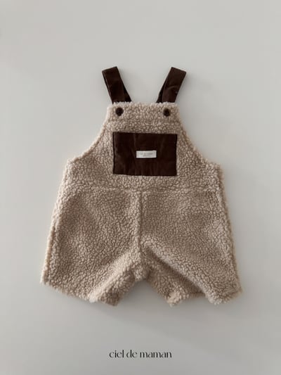 Cieldemaman06｜(6M~24M)  撞色絨毛吊帶褲1