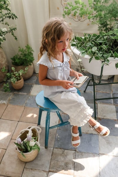 FLO37｜(75-140) 花邊翻領綁帶上衣17