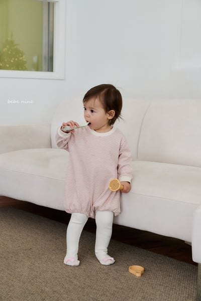 bebe nine20 (55cm-75cm) 3色經典條紋包屁衣9