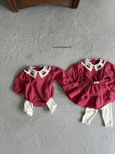 Bloom.b12｜(0m-24m) 櫻桃針織領包屁衣4