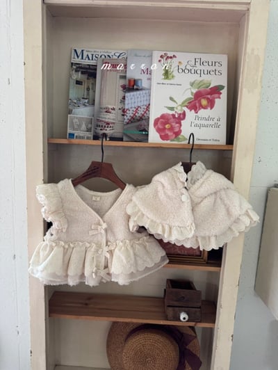 Marron 10｜(1y-6y) 刷毛蕾絲荷葉連帽斗篷11