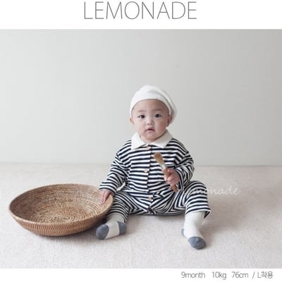 LEMONADE48｜(55cm-85cm) 2色有領條紋連身衣8