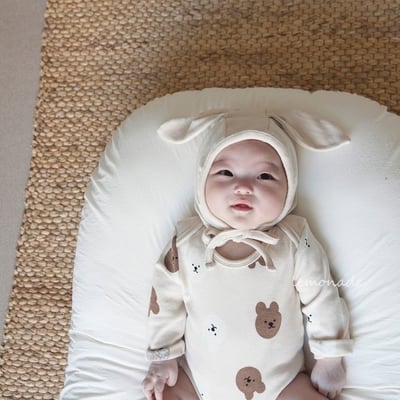 LEMONADE46｜(55cm-85cm) 2色小熊包屁衣長褲含帽子18